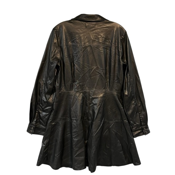 Jason Wu Collective Black Vegan Leather Button Front Long Sleeve Dress US 12 - Picture 4 of 12